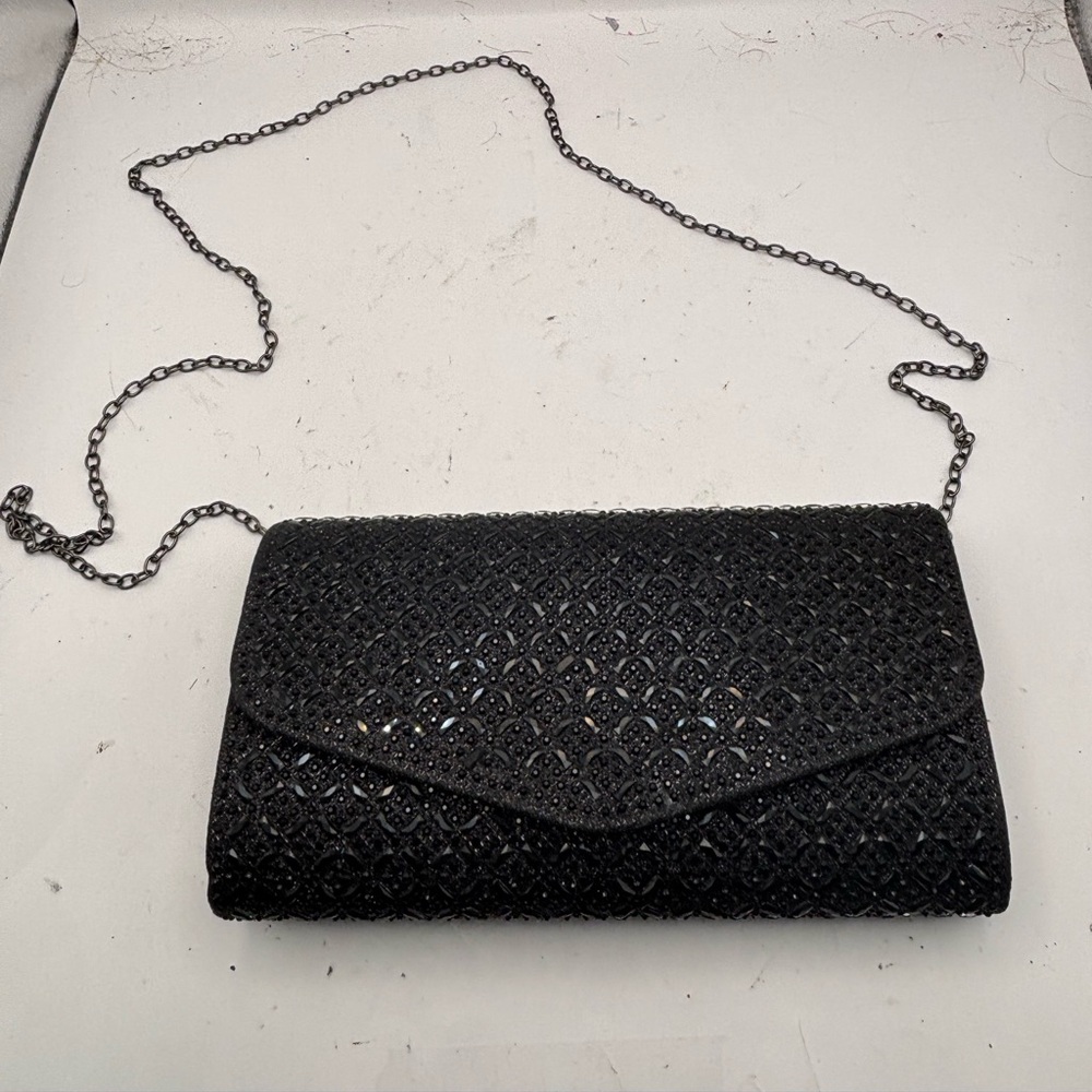 Black Evening Clutch with Chain Strap